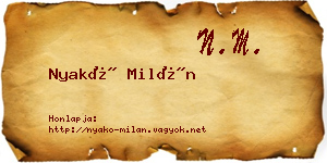 Nyakó Milán névjegykártya