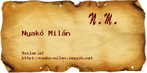 Nyakó Milán névjegykártya